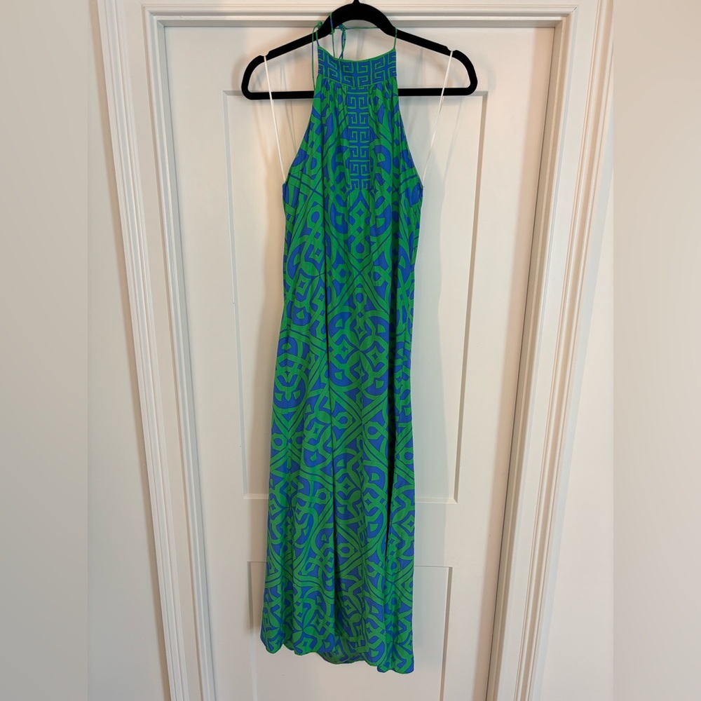 Alice & Trixie Vibrant Green and Blue Maxi Dress